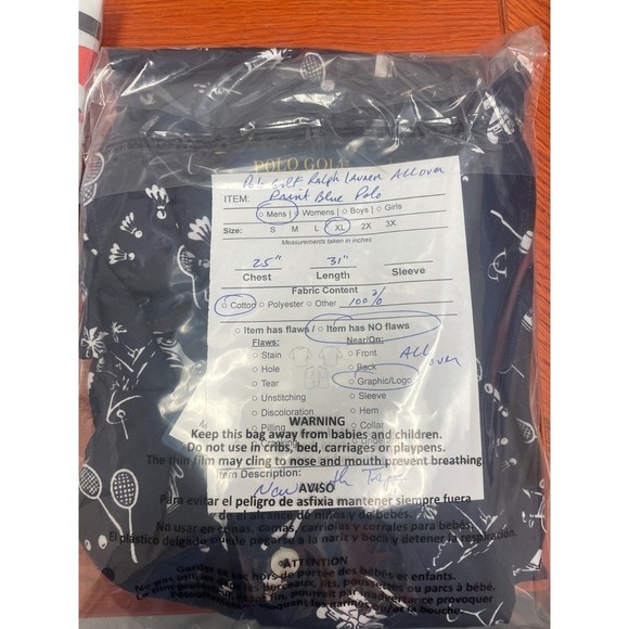 Polo Golf Blue Ralph Lauren Performance‎ Tennis Racquet XL Navy Shirt NWT $98 - Picture 7 of 8
